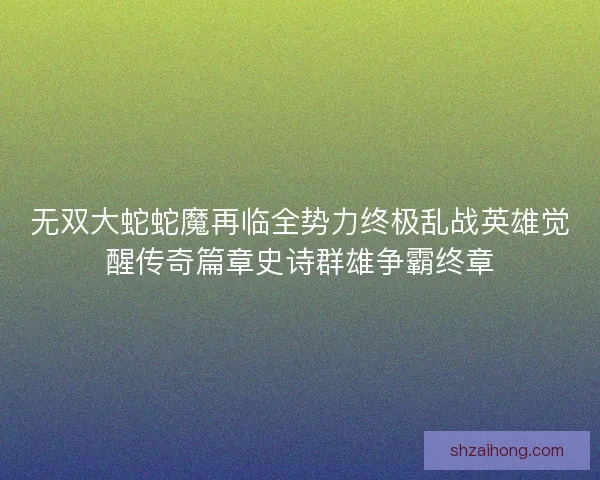 无双大蛇蛇魔再临全势力终极乱战英雄觉醒传奇篇章史诗群雄争霸终章